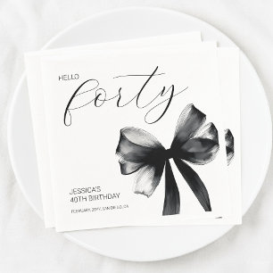 Serviette En Papier Bonjour Quarante Anniversaire Élégant Ruban 40ème