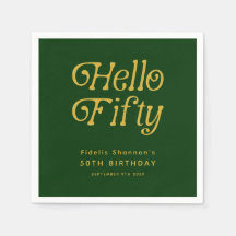 Bonjour Retro Green et Gold 50th Birthday Party