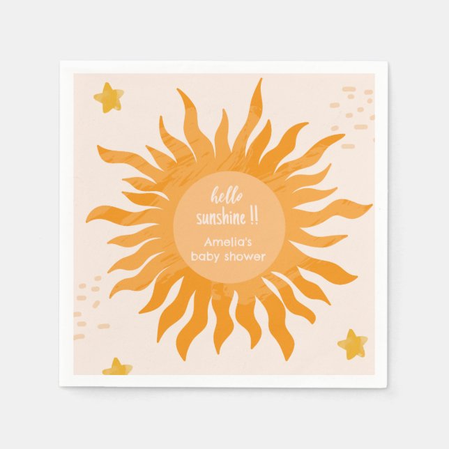Serviette En Papier Bonjour soleil boho aquarelle Baby shower soleil (Devant)