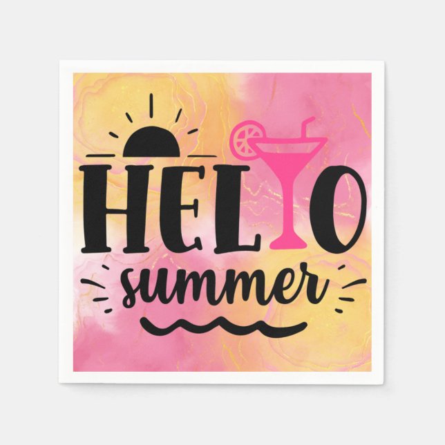 Serviette En Papier Bonjour Summer Fun Party (Devant)