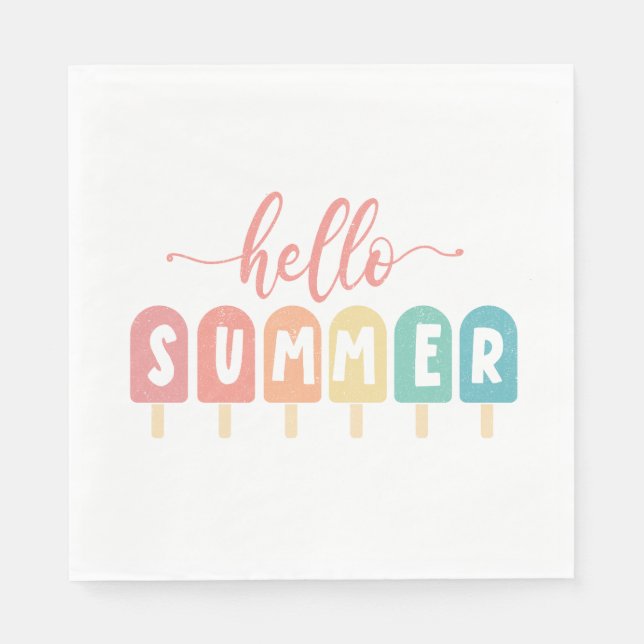 Serviette En Papier Bonjour Summer Pastel Popsicles (Devant)