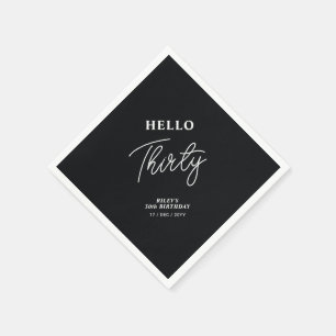 Serviette En Papier Bonjour Trente   Moderne Fête d'anniversaire 30 an