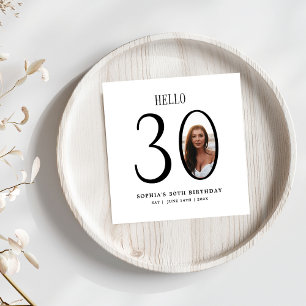 Serviette En Papier Bonjour Trente Photo noir et blanc 30e anniversair