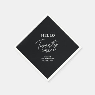 Serviette En Papier Bonjour vingt et un Black 21st Birthday Party