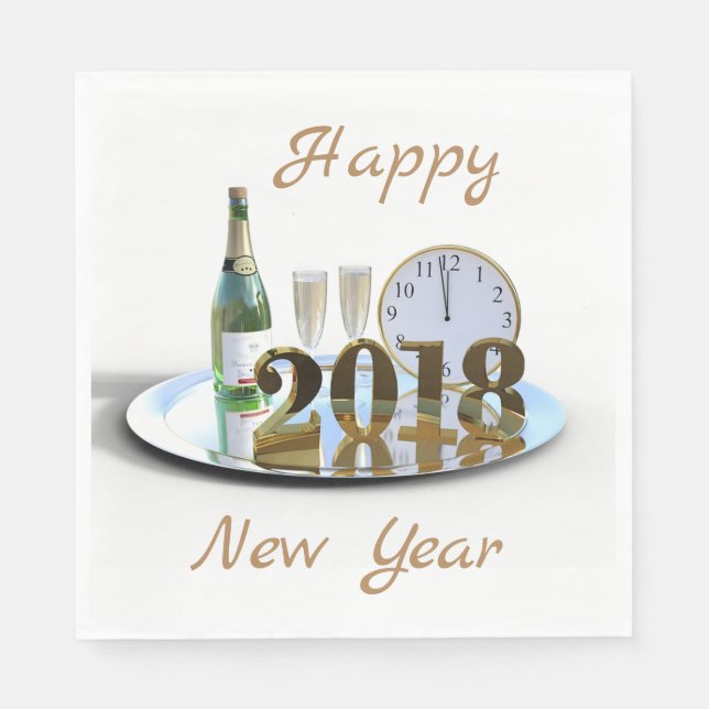 Serviette En Papier Bonne année 2018 (Devant)
