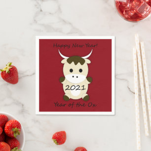 Serviette En Papier Bonne année 2021 Année du boeuf