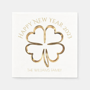 Serviette En Papier Bonne année 2023 ou votre texte Quatre feuilles Cl