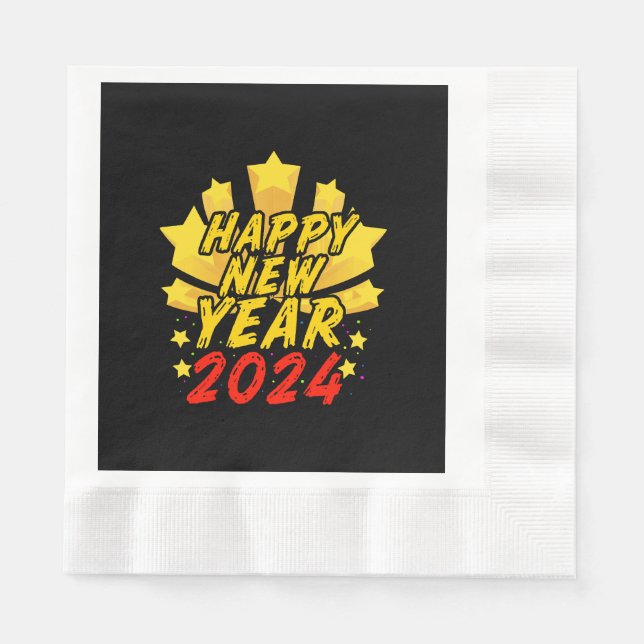 Serviette En Papier Bonne année 2024  (Devant)