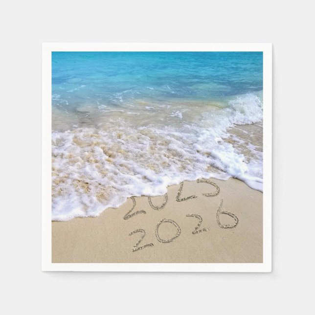Serviette En Papier Bonne année 2026 Ocean Beach (Devant)