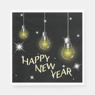 Serviette En Papier Bonne année avec des ampoules lumineuses modernes