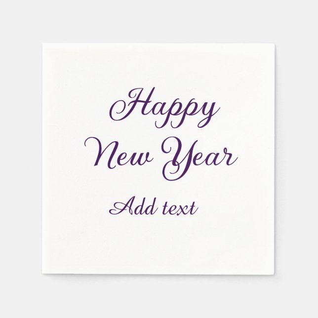 Serviette En Papier Bonne année calligraphie violette simple minimale  (Devant)