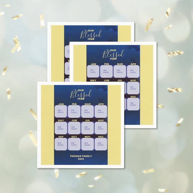 Serviette En Papier Bonne année de bénie photo (Happy New Year Blessed Year Photo Napkins)