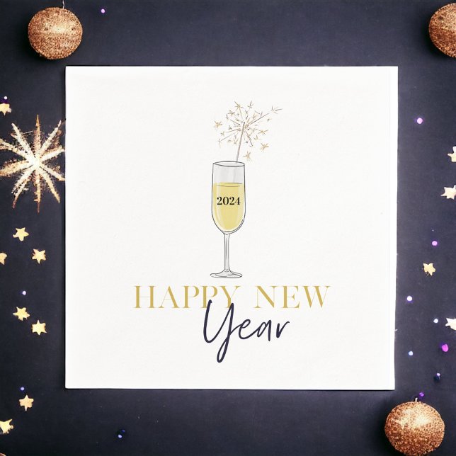 Serviette En Papier Bonne année de la fête Champagne Sparkler Année (Créateur téléchargé)