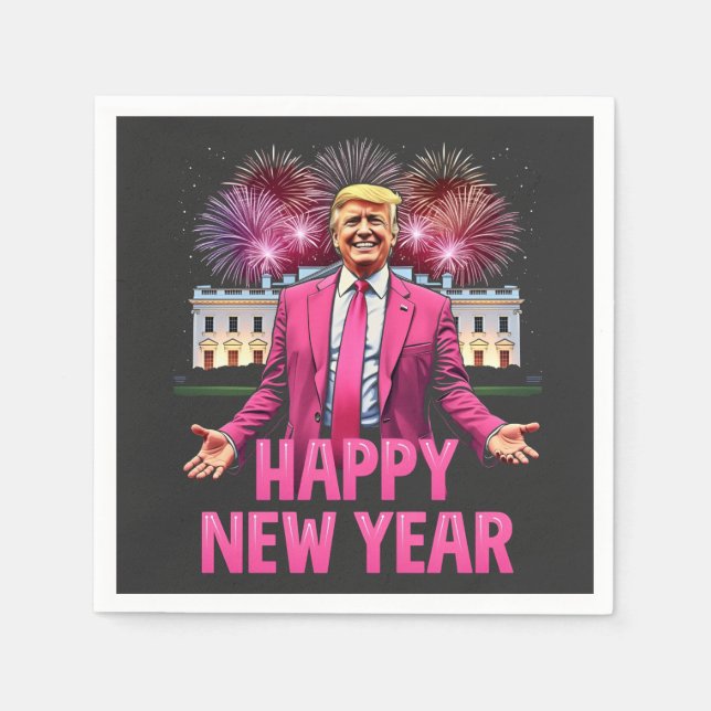 Serviette En Papier Bonne année Eve Trump Résolution 2025 (Devant)