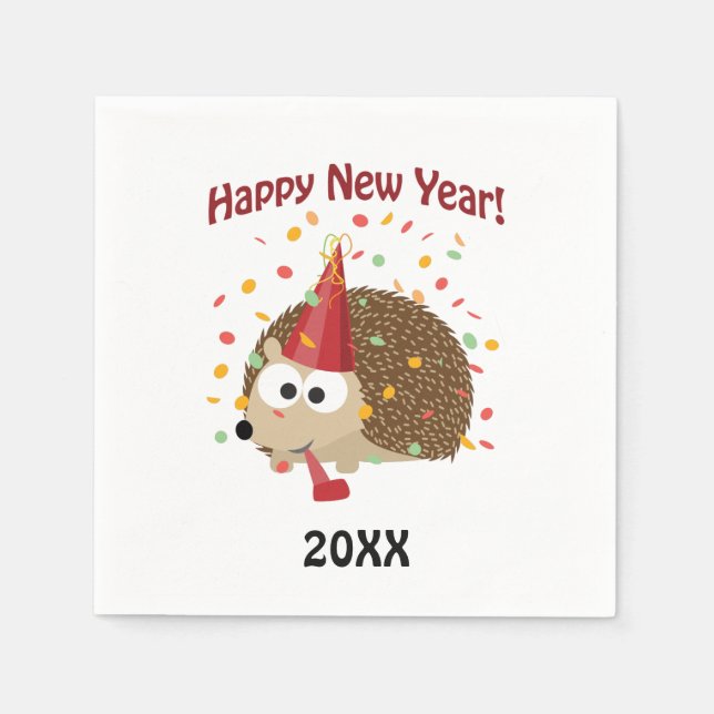Serviette En Papier Bonne année ! Hérisson (Devant)