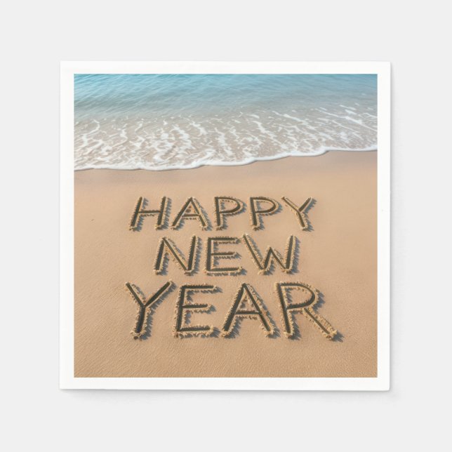 Serviette En Papier Bonne Année Rivage (Devant)