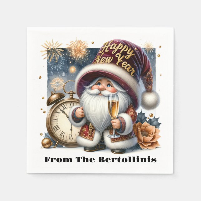 Serviette En Papier Bonne année ! Série Gnome (Devant)