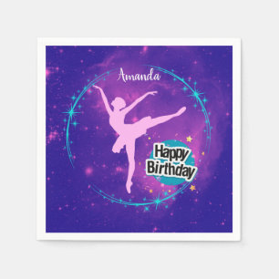 Serviette En Papier Bonne Anniversaire Ballerine Galaxie Personnalisé
