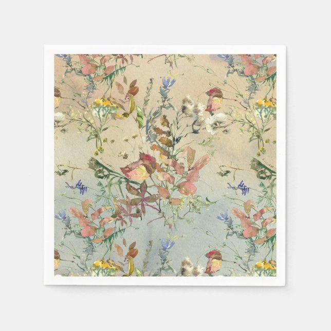 Serviette En Papier BONNE CHUTE | Aquarelle Feuillage d'automne Botani (Devant)