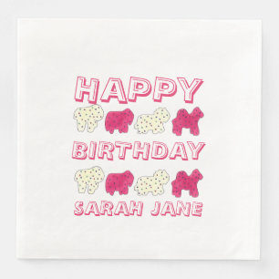 Serviette En Papier Bonne fête d'anniversaire Pink Circus Animal Crack