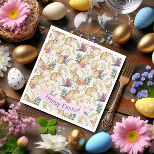 Serviette En Papier Bonne fête de Pâques Bunnies Galore