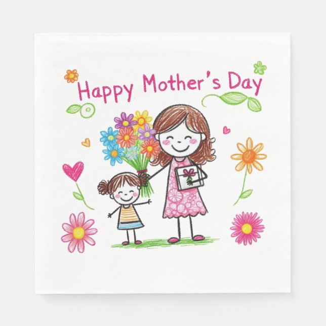 Serviette En Papier Bonne fête des mères (Devant)