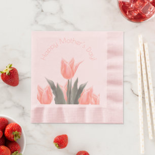 Serviette En Papier Bonne fête des mères ! Fleurs de tulipes de pêc