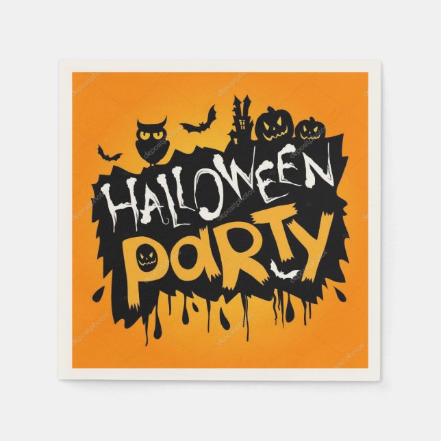 Serviette En Papier Bonne fête d'Halloween (Devant)