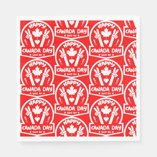 Serviette En Papier Bonne fête du Canada 1er juillet (Devant)