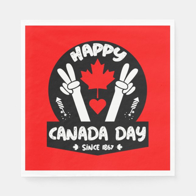 Serviette En Papier Bonne fête du Canada 1er juillet (Devant)