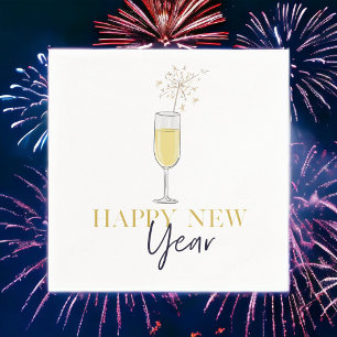 Serviette En Papier Bonne fête du Nouvel An Champagne Sparkler