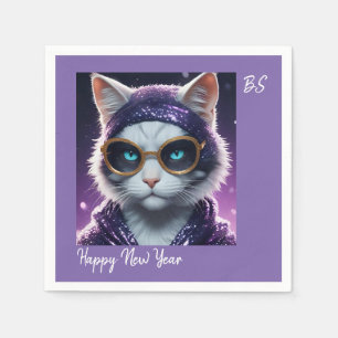 Serviette En Papier Bonne fête du Nouvel An - Chat déguisé