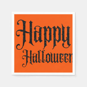 Serviette En Papier Bonne Halloween Paillettes Noires
