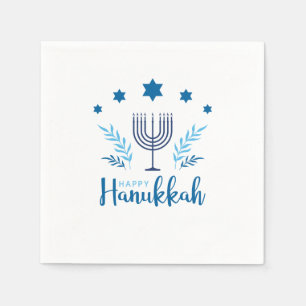 Serviette En Papier Bonne Hanoukka Menorah Stars