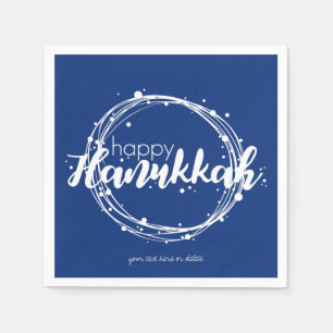 Serviette En Papier Bonne Hanoukka neige bulles Wreath Holiday Napkin