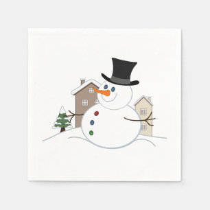 Serviette En Papier Bonne illustration de Noël Snowman