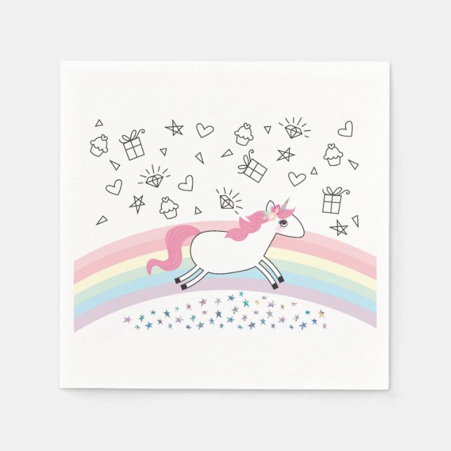 Serviette En Papier Bonne licorne d'anniversaire de fête de la licorne (Devant)