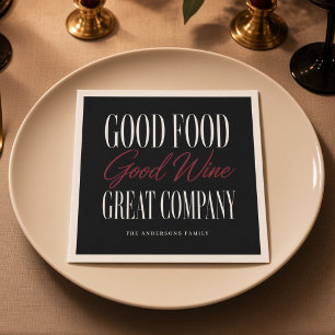 Serviette En Papier Bonne Nourriture Bon Vin Grande Compagnie Personna