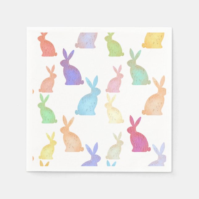 Serviette En Papier Bonne Pâques - Le motif de Rainbow Bunny (Devant)