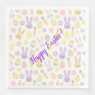 Serviette En Papier Bonne Personnaliser Pâques Purple Rabbit