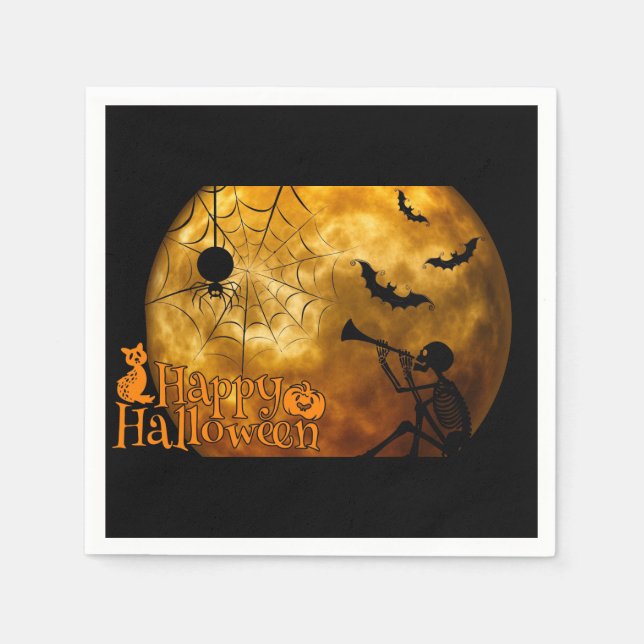 Serviette En Papier Bonne Pleine lune d'Halloween (Devant)