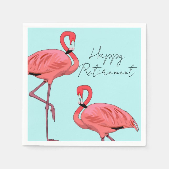 Serviette En Papier Bonne retraite Flamants roses tropicaux roses (Devant)