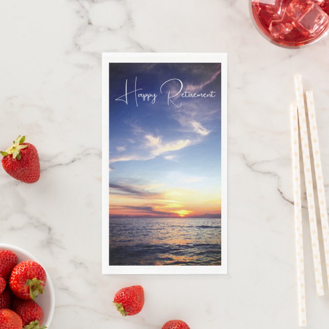 Serviette En Papier Bonne retraite Tropical Beach Sunset Custom (En situation)