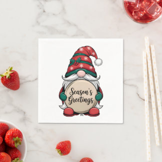 Serviette En Papier Bonnes Fêtes de Noël Gnome