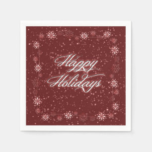 Serviette En Papier Bonnes fêtes serviettes rouges de Noël de neige