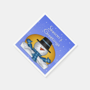 Serviette En Papier Bonnes Fêtes Snowman Papier Napkins Cocktail