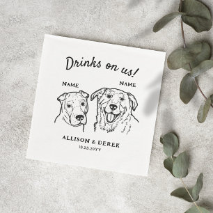 Serviette En Papier Bons Boissons Sur Nous 2 Chiens Cocktail Mariage