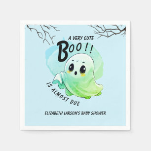 Serviette En Papier Boo Baby shower Halloween Bleu à thème mignonne fê