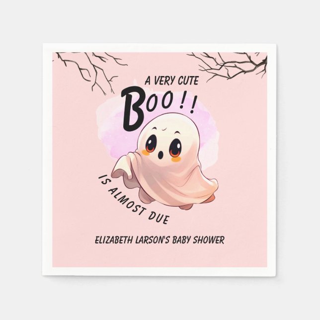 Serviette En Papier Boo Baby shower Halloween Pink thème mignonne fête (Devant)