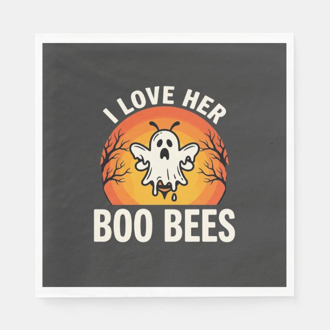 Serviette En Papier Boo Bees Halloween Ghost Bee Drôle Design_1 (Devant)